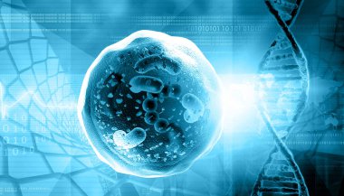 DNA ipliği olan insan hücreleri. 3d illüstrasyon