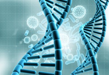 Bilimsel arka planda DNA ipliği. 3d illüstrasyon