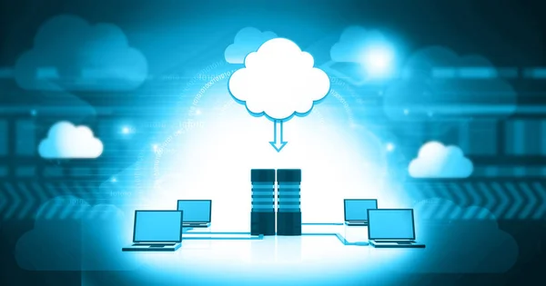Cloud computing. Global internet technology concept. 3d  illustration