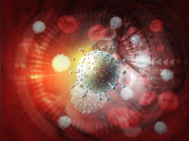 Elektron mikroskobik koronavirüs görüntüsü. 3d illüstrasyon