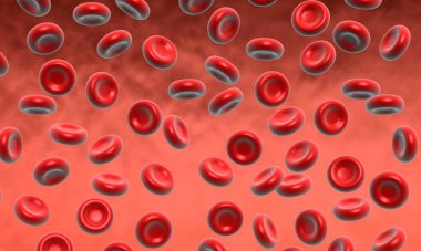 Damarda kırmızı kan hücreleri akıyor. 3d illüstrasyon