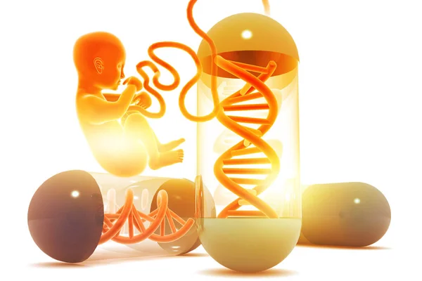 Lidský Plod Genetickou Medicínou Ilustrace — Stock fotografie