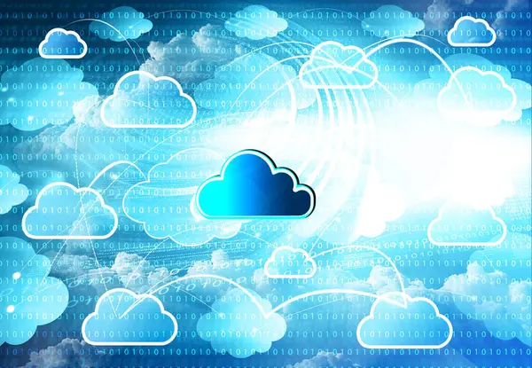 Chmura Obliczeniowa Sieć Chmur Futurystyczna Technologia Ilustracja — Zdjęcie stockowe