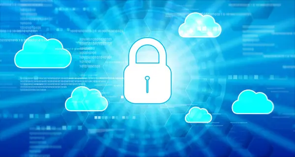 Cloud Computing Sicurezza Informatica Tecnologia Futuristica Illustrazione — Foto Stock