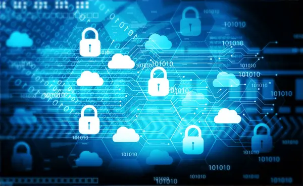 Cloud Computing Sicurezza Informatica Tecnologia Futuristica Illustrazione — Foto Stock