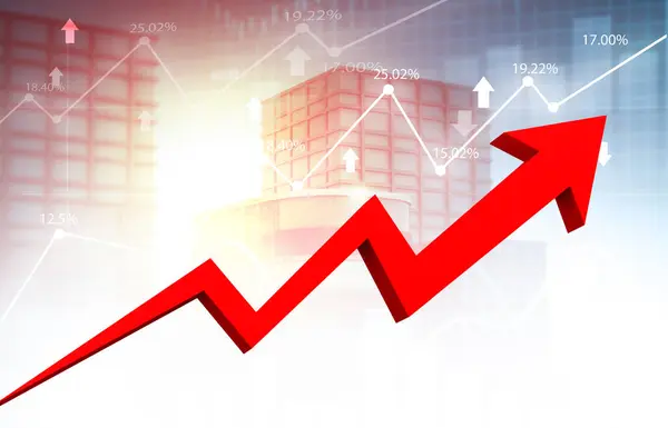 Bewegende Rode Pijl Grafiek Toont Succesvolle Business Illustratie — Stockfoto