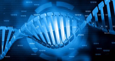 DNA ipliği. Bilimsel geçmiş. 3d illüstrasyon