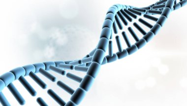 İzole edilmiş beyaz arka planda DNA ipliği. 3d illüstrasyon