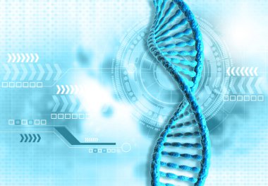 Dijital arka planda DNA ipliği. 3d illüstrasyon