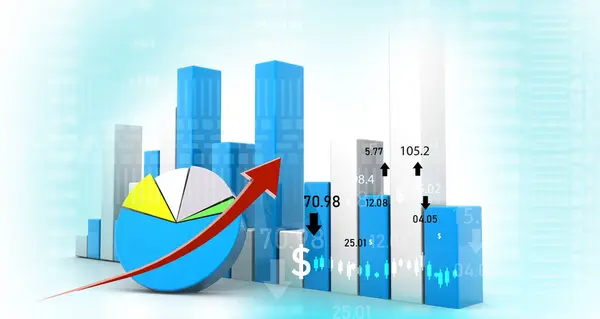 ビジネスグラフとチャート ストックマーケットチャート 3Dイラスト ストックフォト