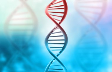Bilimsel arka planda DNA ipliği. 3d illüstrasyon