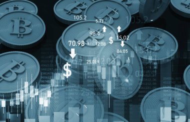 Bitcoin borsa konsepti. 3d illüstrasyon