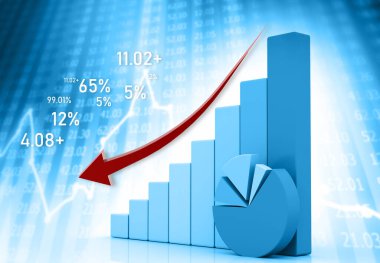 Borsa ve borsanın dijital grafik çizelgesi. 3d illüstrasyon