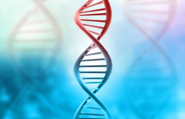 Bilimsel arka planda DNA ipliği. 3d illüstrasyon