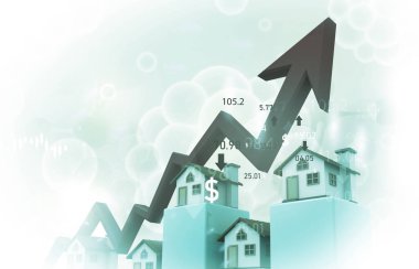 Emlak büyüme grafiği. 3D çizim