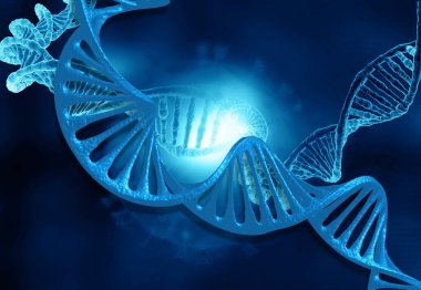 Bilimsel arka planda DNA ipliği. 3d illüstrasyon