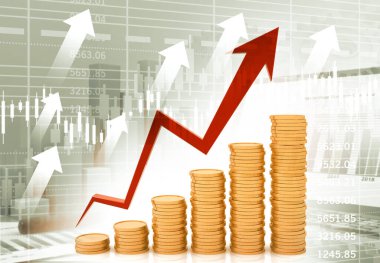 Gelir artışı grafiği. Başarılı bir iş haritası. 3d illüstrasyon