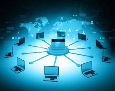 Küresel bilgisayar ağı. 3d dijital illüstrasyon