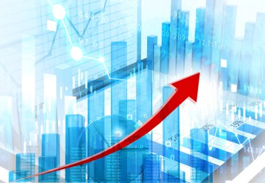 Borsa çevrimiçi iş grafiği. Forex ticaret grafiği. 3d illüstrasyon