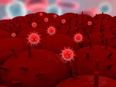 Virüs enfeksiyonu kronik hastalıklara neden olur. 3d illüstrasyon