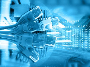 Dijital teknoloji arka planında internet kablosu. 3d illüstrasyon