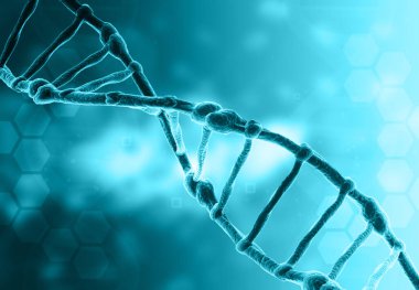 Bilimsel arka planda DNA ipliği. 3d illüstrasyon