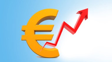 Ok grafikli Euro sembolü. 3d illüstrasyon