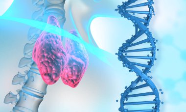 DNA iplikli insan tiroidi bezi. 3d illüstrasyon