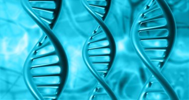 Bilimsel arka planda DNA ipliği. 3d illüstrasyon