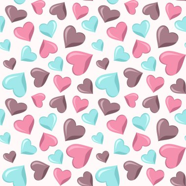 Sevimli kalpleri olan kusursuz desen, dekoratif vektör arkaplanı, tekstil baskısı, duvar kağıdı, dekorasyon.