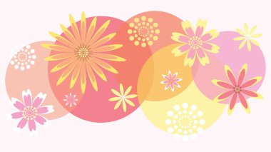 Soyut çiçek ve küreler ile çiçek dekoratif arka plan, tebrik kartı, afiş, vektör illüstrasyonu için tasarım ögesi.