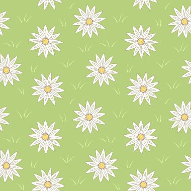 Bahar çayır papatyalarının kusursuz vektör deseni, tekstil baskısı için tasarım, çiçek arkaplanı, duvar kağıdı..