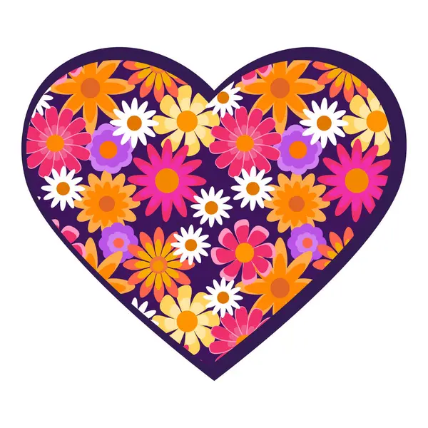 花柄のベクターのイラスト 挨拶カードのための隔離された設計要素が付いている心臓の形 — ストックベクタ