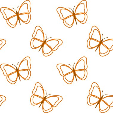 Beyaz arka planda soyut kelebekler, kusursuz vektör deseni, tekstil baskısı için dekoratif tasarım, duvar kağıdı, ambalaj kağıdı.