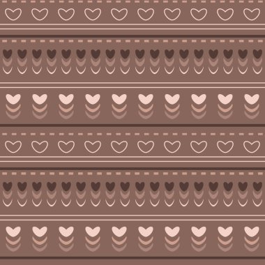 Sevimli, pürüzsüz kış deseni yatay kalp ve çizgiler, tekstil baskısı için düz tasarım, ambalaj kağıdı, duvar kağıdı.