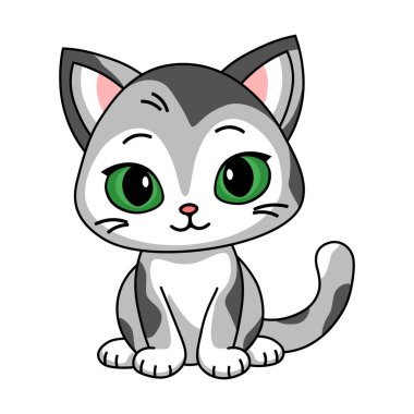 Büyük yeşil gözlü sevimli kedi yavrusu.