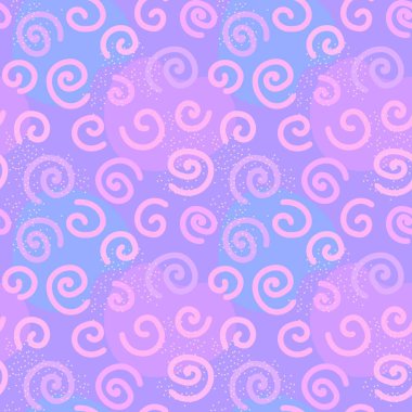 Tatil partisi için el çizimi girdaplar ve parıltılarla dolu renkli mor arkaplan, dekor, duvar kâğıdı, ambalaj, kumaş baskısı, ambalaj kağıdı için düz tasarım içinde kusursuz vektör deseni.