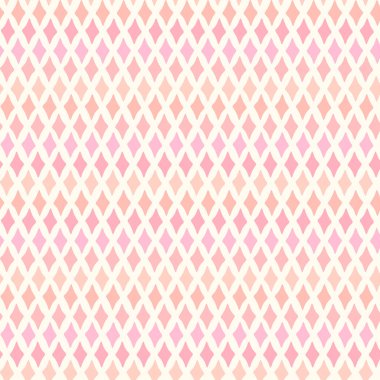 Kusursuz tekrarlayan geometrik arkaplan. Pastel pembe ve bej renkte hassas elmas kafes tasarımı. Tekstil baskısı için düz tasarım..