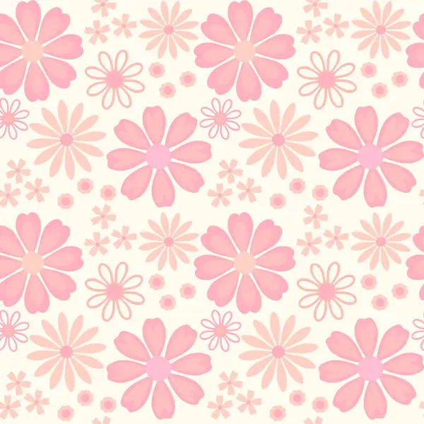 Yumuşak bej arka planda kusursuz pembe papatya deseni, tekstil baskısı için tasarım, duvar kağıdı, vektör arkaplan