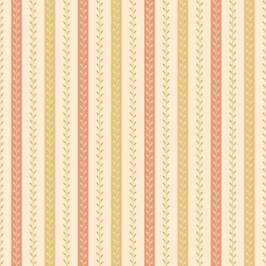 Dikey çizgileri ve ılık sonbahar renklerinde çiçek dekoru olan zarif, pürüzsüz tekrarlayan desen. Tekstil baskısı, duvar kağıdı, ambalaj kağıdı, albüm geçmişi, mevsimlik dekorasyon projeleri için mükemmel..