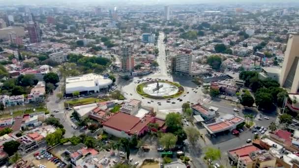 Vista Ciudad Guadalajara Desde Drone Glorieta Minerva — Vídeo de stock