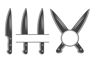 Bıçak Monogram vektörü, Bıçak Silueti, Bıçak Vektörü, Restoran Malzemeleri, Çatal Sanatı, Çatal Kaşığı ve Bıçak Monogramı, Vektör, illüstrasyon