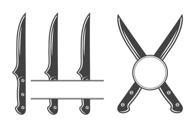 Bıçak Monogram vektörü, Bıçak Silueti, Bıçak Vektörü, Restoran Malzemeleri, Çatal Sanatı, Çatal Kaşığı ve Bıçak Monogramı, Vektör, illüstrasyon