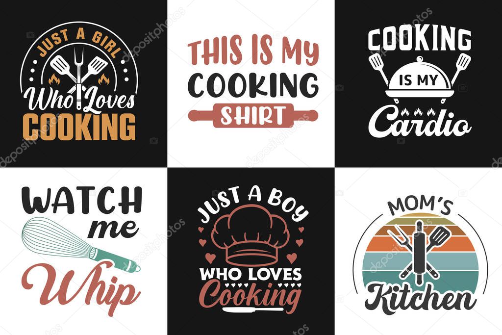 Cooking typography t shirt bundle printable vector, chef vector bundle, Restaurant illustration bundle, t shirt bundle, Master of the Kitchen, A Chef's Passion, Vector bundle, illustration bundle