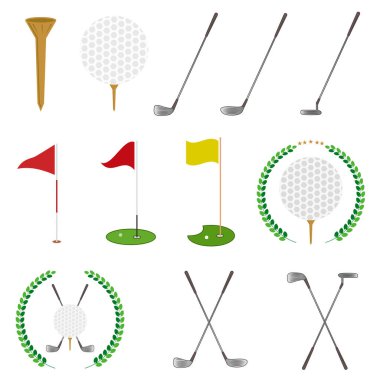Golf Clipart Paketi, Golf Vektör Paketi, Golf illüstrasyonu, Spor Vektörü, Spor Clipart Paketi, silüet