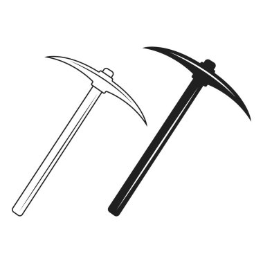 Axe Siluet Vektörü, Pick e Vector, Axe Clipart, Pick Axe Outline, Worker unsurları, İşçi ekipmanları, Bahçe aracı, Tarım aracı