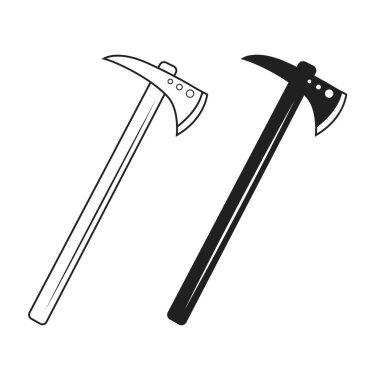 Axe Siluet Vektörü, Pick e Vector, Axe Clipart, Pick Axe Outline, Worker unsurları, İşçi ekipmanları, Bahçe aracı, Tarım aracı