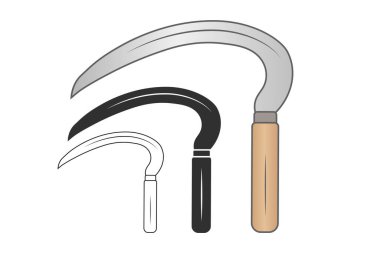 Sickle Vector, Orak Clipart, Orak Taslak, Orak Siluet Vektörü, Tarım elemanları, Tarım ekipmanları, Tarım aracı, Tarım aracı