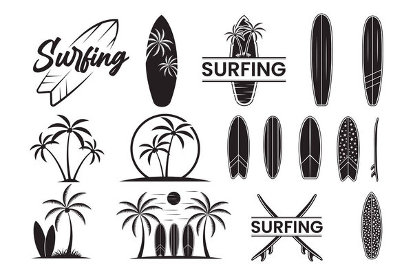 Surfing Vector, Surf Board, Surfboard clip art, Surfing, Surf Board, Surfing Silhouette, Silhouette, Outline vector, Summer, Summer Elements, Summer holiday, Surfing T
