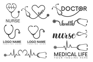 Stetoskop Tıbbi Logo Paketi, Logo Tasarımı, Tıbbi Logo Paketi, Stetoskop Paketi ile Sağlık Hizmetleri, Stetoskop Vektörü ile Tıbbi Sembol, Stetoskop Grafikli Sağlık Simgesi, Stethoskop, 